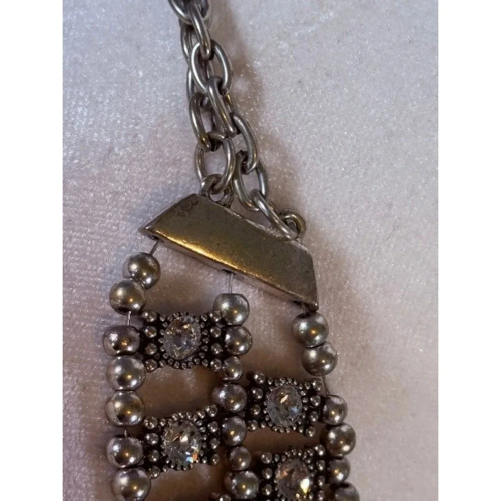 Coldwater‎ Creek CB Silver Tone Rhinestone Bib Statement Necklace Multi Strand